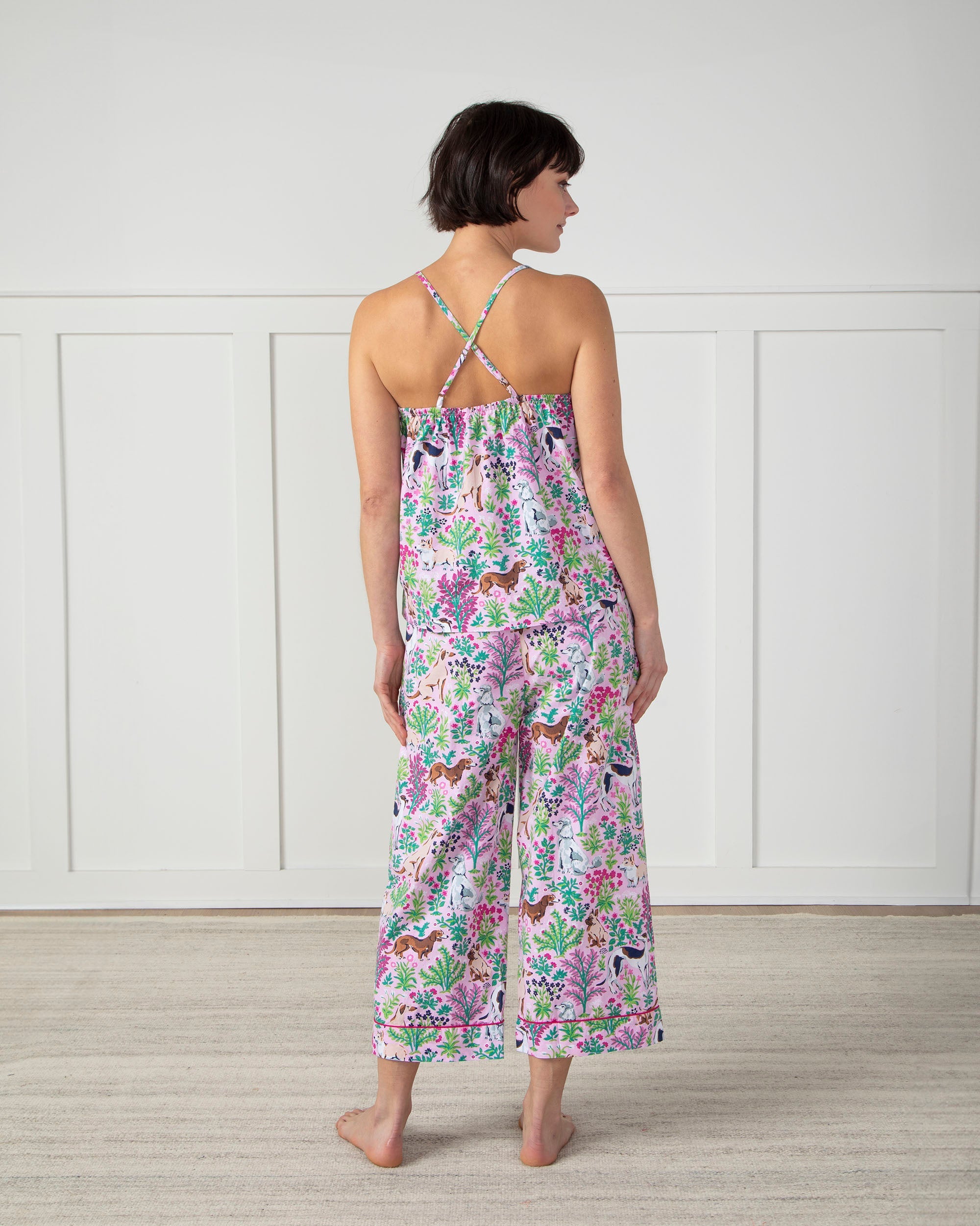 Must Love Dogs - Cami Cropped Pants Set - Pink Peony