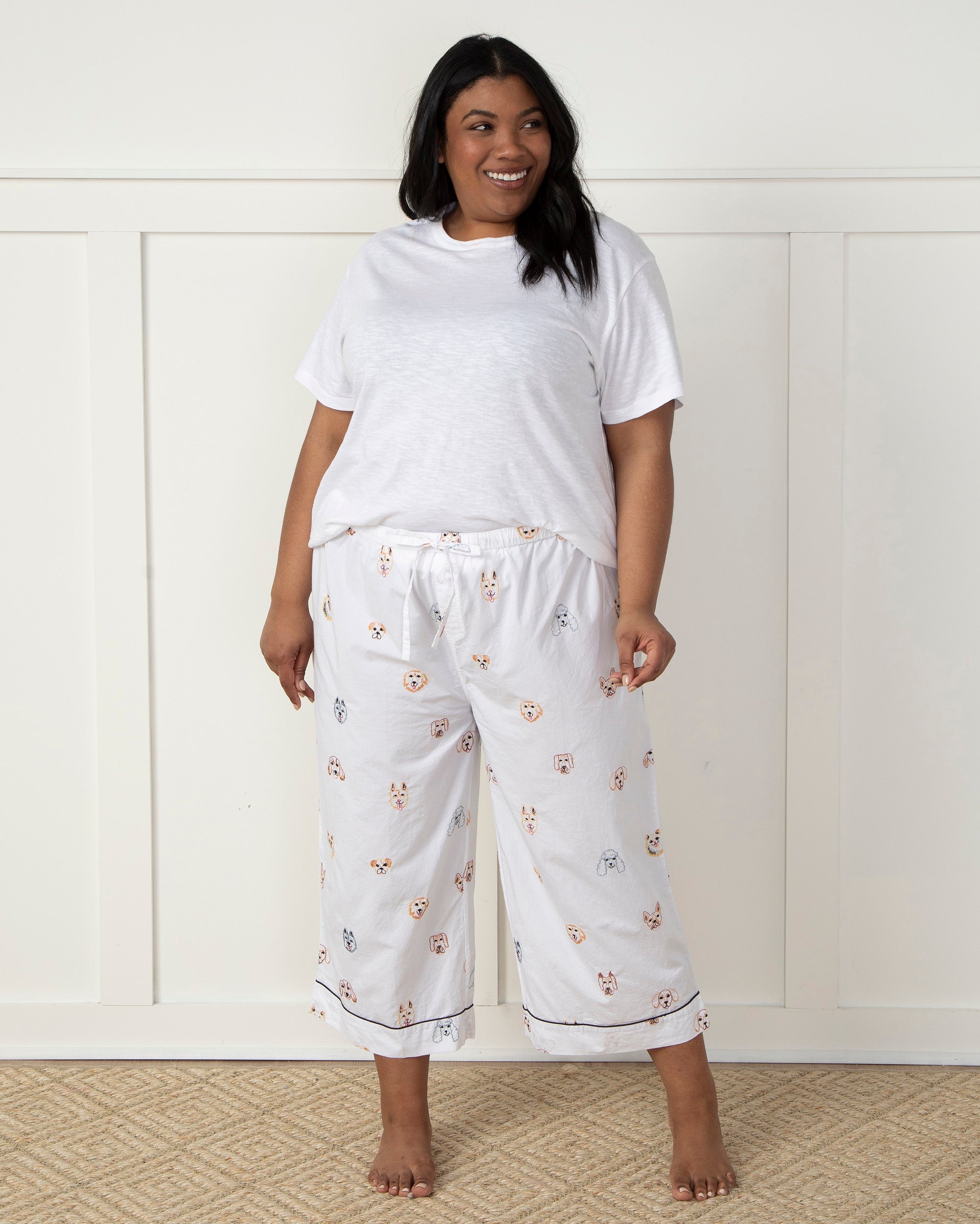 Happy Hounds - Cropped Pajama Pants - Cloud
