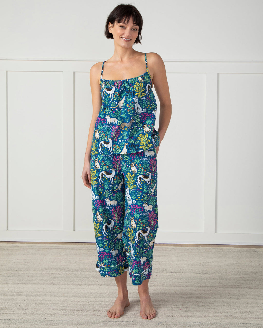 Must Love Dogs - Cami Cropped Pants Set - Indigo