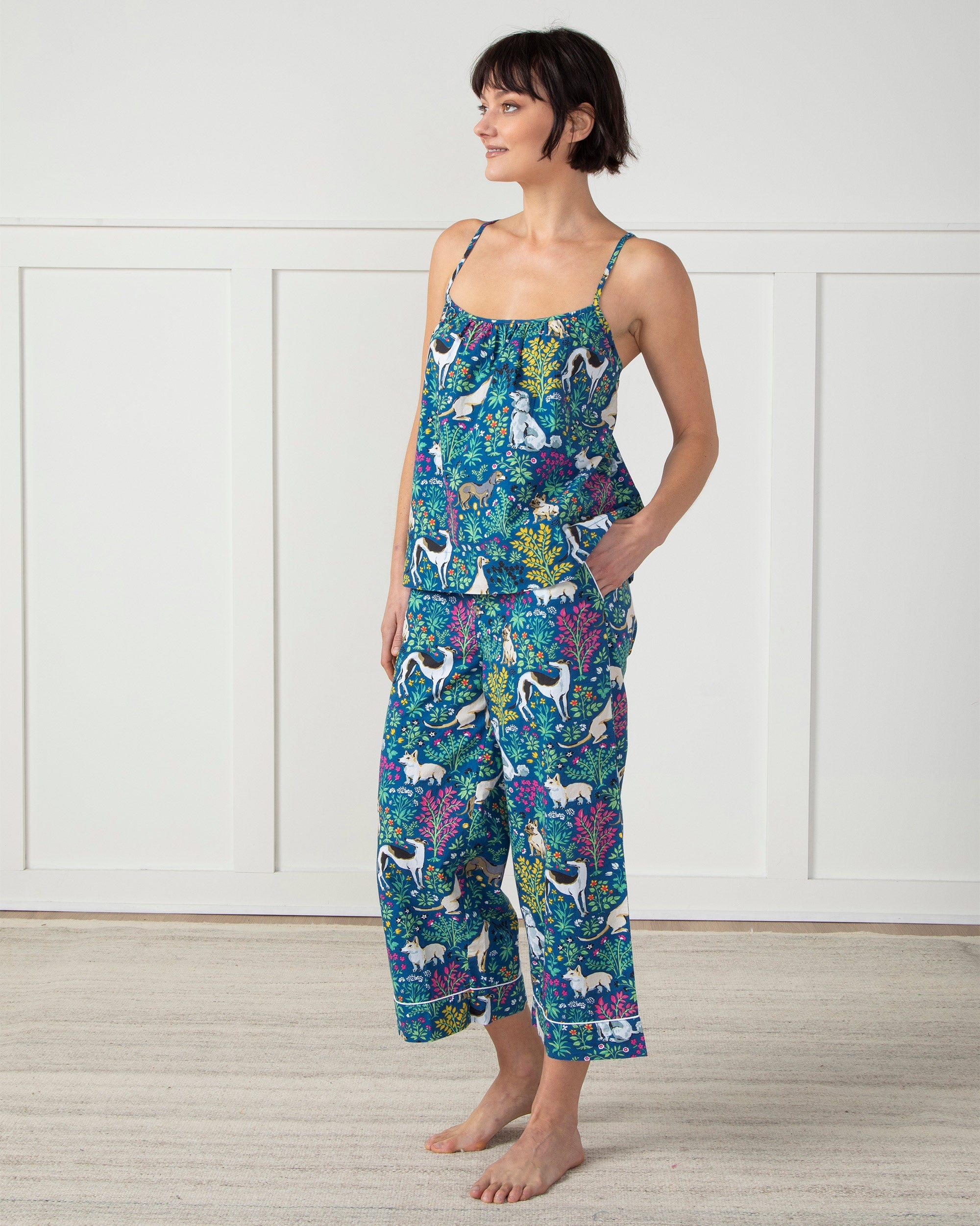 Must Love Dogs - Cami Cropped Pants Set - Indigo