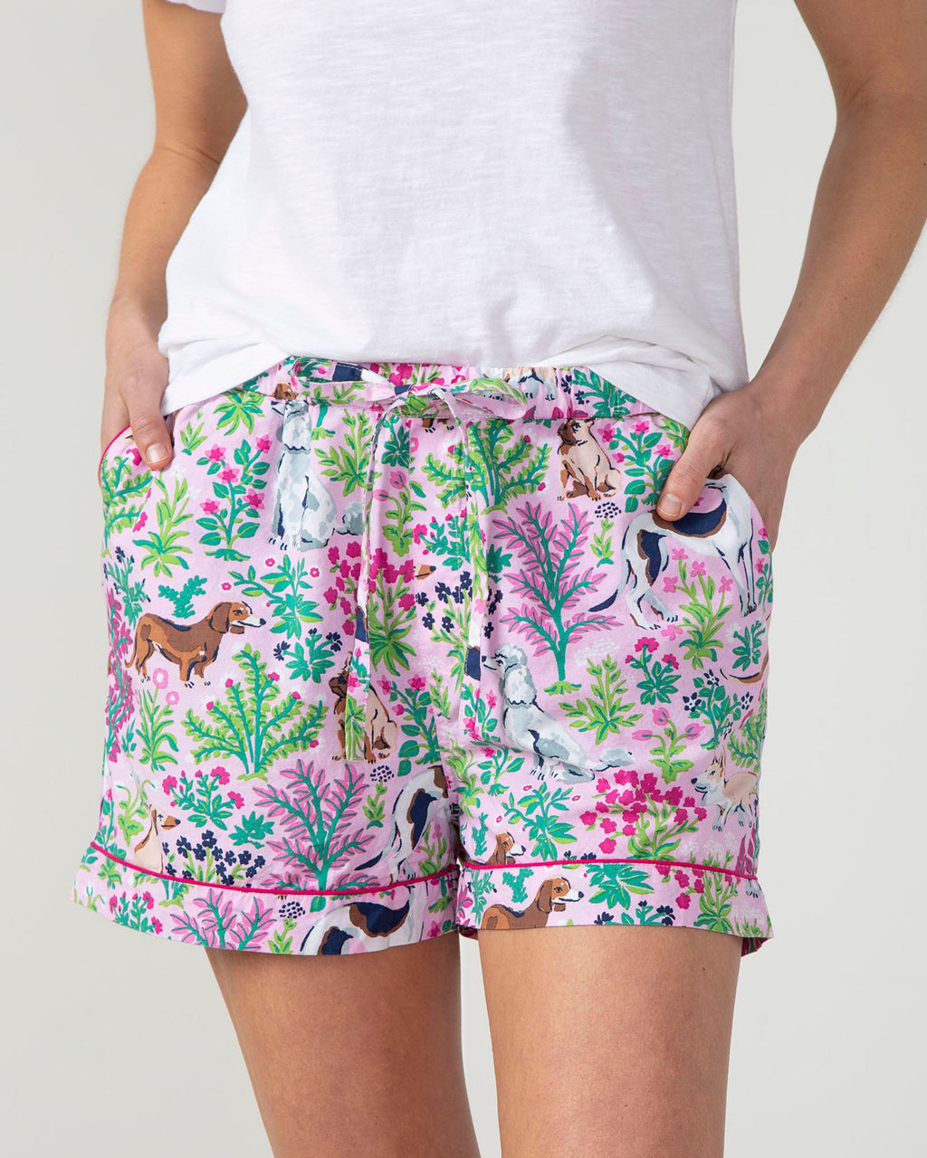 Must Love Dogs - Pajama Shorts - Pink Peony