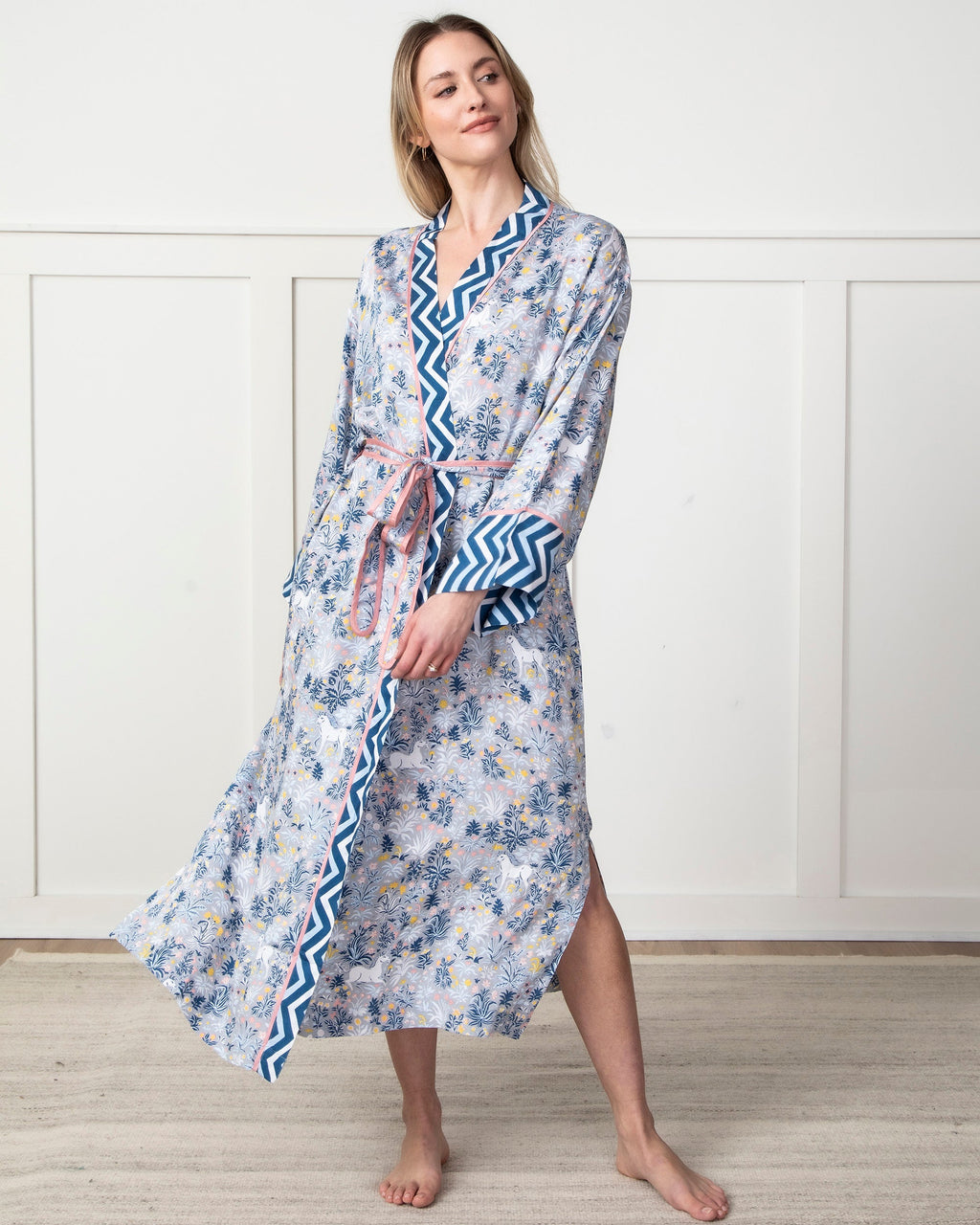Unicorn's Garden - Satin Chic to Sleep Nightie and Satin Robe Set - Silver