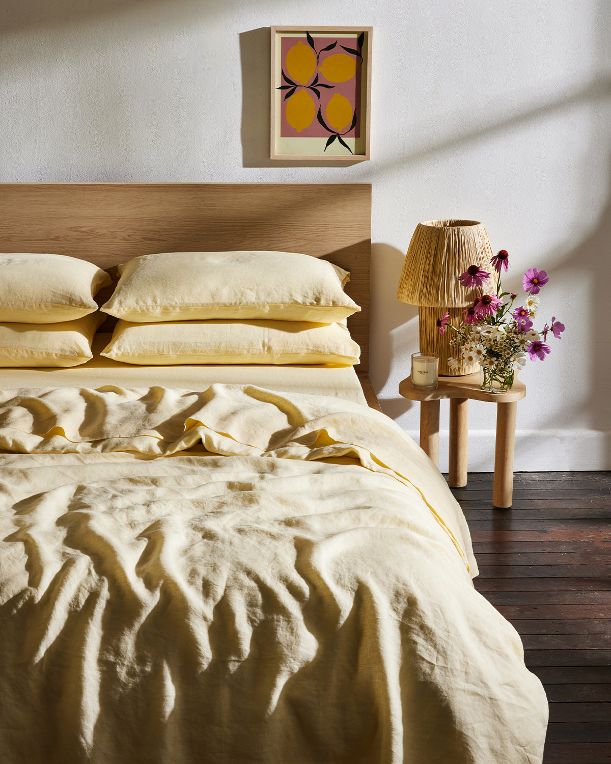 Limoncello 100% French Flax Linen Fitted Sheet Set