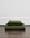 Olive 100% French Flax Linen Duvet Cover Set